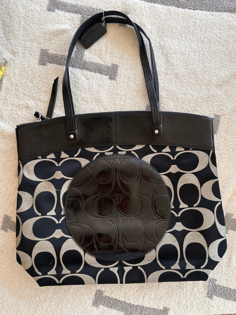 Cute coach tote black trim